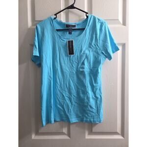 Karen Scott Aqua Blue Short Sleeve 100% Cotton Tshirt Basic Tee Size Medium New